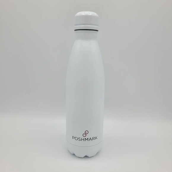 Poshmark Poshfixins White Logo Stainless Steel Insulated Water Bottle - Picture 1 of 9